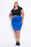 Plus Size Everyday Basic High Waist Pencil Midi Skirt