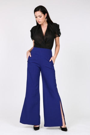 Side Slit Detail Wide Leg Pants