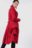 Waist Belt Tacked Faux Suede Coat