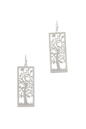 Cut Out Tree Brass Drop Earring