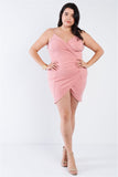 Plus Size Wrap Front Ruched Bodycon Mini Dress