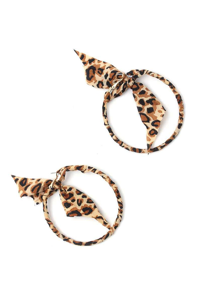 Animal Print Pattern Bow Hoop Earring