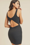 Open Back Plunging V-neck Bodycon Dress