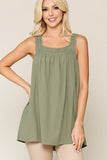 Square Neck Crochet Trim Sleeveless Top