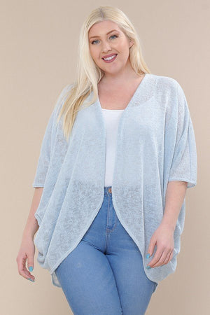 Open Front Cardigan Back V-neck Kimono Sleeves