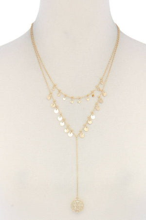 Coin Dangle Y Shape Necklace