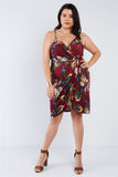 Plus Size Floral Surplice Tulip Mini Dress