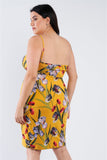 Plus Size Floral Surplice Tulip Mini Dress