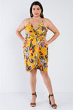 Plus Size Floral Surplice Tulip Mini Dress