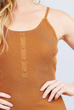 Round Neck Button Detailed Cami Sweater Romper