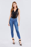 Sleeveless Surplice W/ruffle Lace Bodysuit