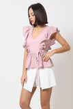 Crotchet Peplum Top W/ Self -front Tie