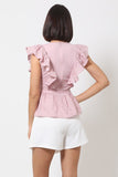 Crotchet Peplum Top W/ Self -front Tie