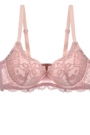 Two Tone Floral Lace Push Up Bra