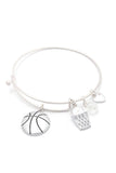 Basketball Charms Inspirational Bangle Bracelet