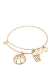 Basketball Charms Inspirational Bangle Bracelet