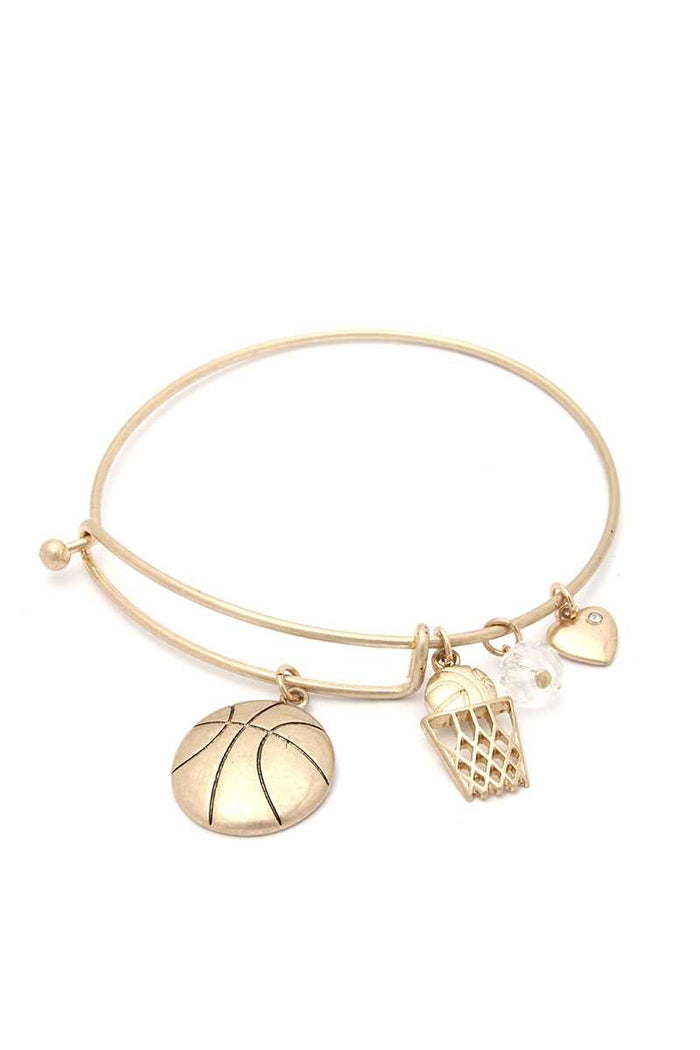 Basketball Charms Inspirational Bangle Bracelet