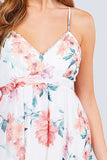 Deep V-neck W/cross Strap Print Maxi Dress