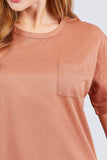 Short Sleeve Round Neck One Pocket Box Knit Top