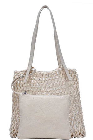 2in1 Modern Chic String Woven Tote Bag