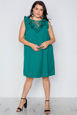 Plus Size Lace Insert Shift Midi Dress