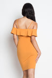 Ruffle Open Shoulder Halter Dress