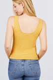 Sleeveless Double Scoop Neck Lace Trim Detail Pointelle Knit Top