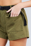 Twill Belted Side Pocket Cargo Cotton Short Pants