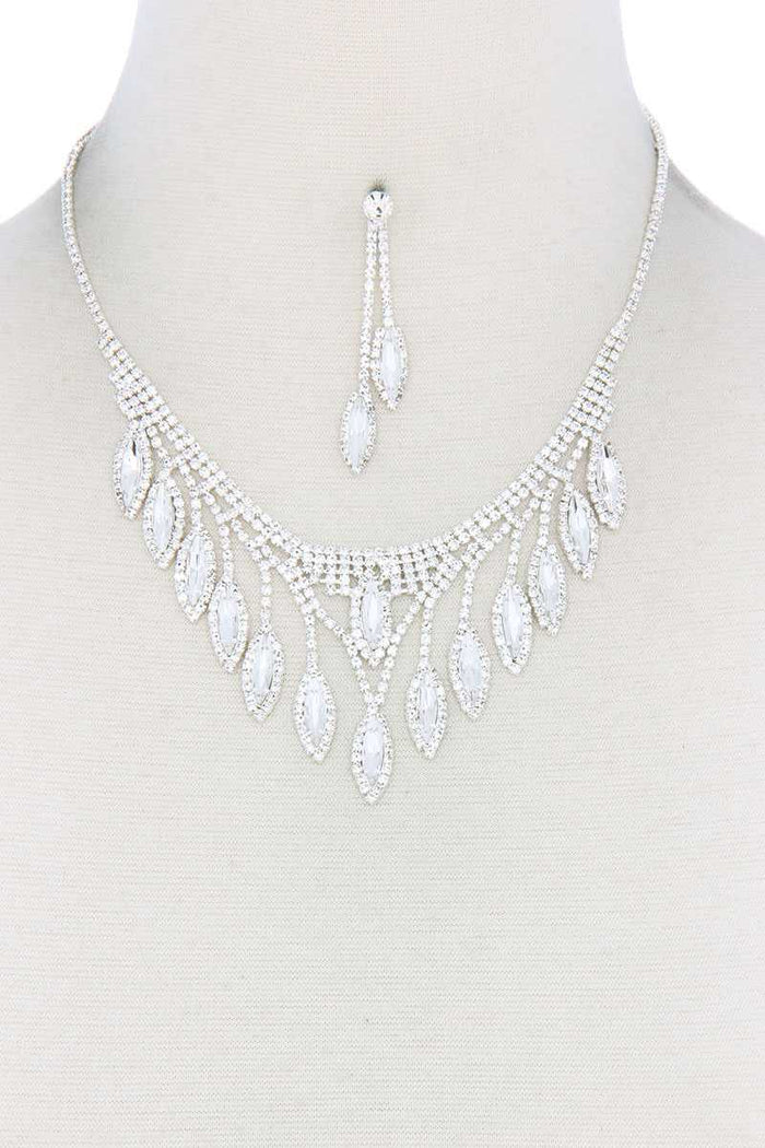 Marquise Shape Rhinestone Necklace