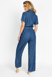 Button Front Elasticized Waist Jumpsuit