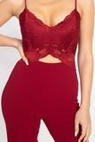 Floral Lace Front Cutout Jumpsuit