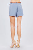 Front Slit Hem W/pocket And Belt Short Pants