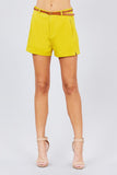 Front Slit Hem W/pocket And Belt Short Pants