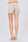 Front Slit Hem W/pocket And Belt Short Pants