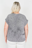 Plus Size Grey Sleeveless Basic U-shape Hem Top