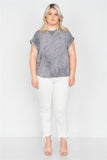 Plus Size Grey Sleeveless Basic U-shape Hem Top