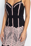 Contrast Trim Lace Mini Dress