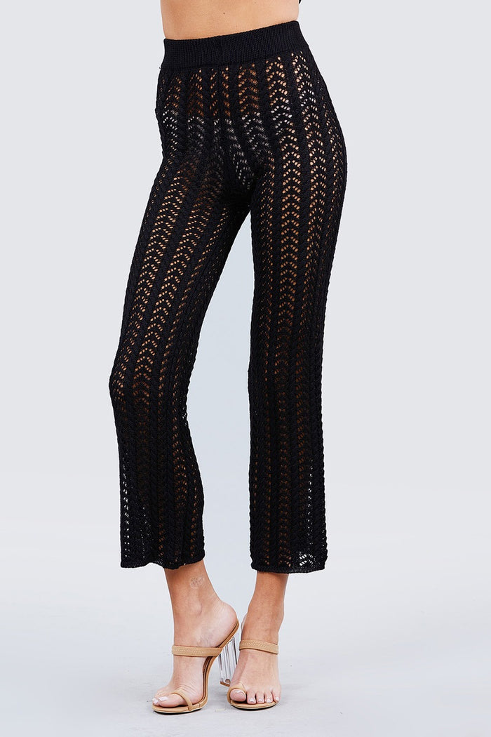 Flare Long Fishnet Sweater Pants