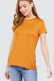 Short Sleeve Crew Neck W/shoulder Button Detail Rayon Spandex Top