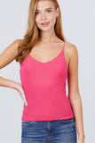 Double V-neck 2 Ply Rib Knit Cami Top