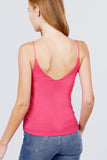 Double V-neck 2 Ply Rib Knit Cami Top