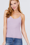 Double V-neck 2 Ply Rib Knit Cami Top