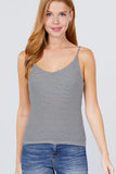 Double V-neck 2 Ply Stripe Rib Knit Cami Top