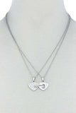 Double Heart Key Necklace Set