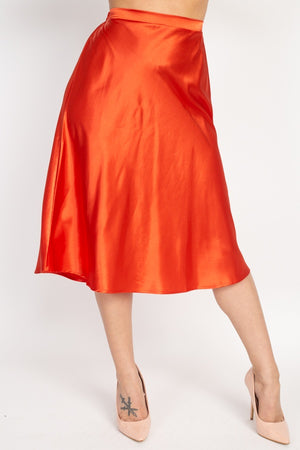 A-line Satin Midi Skirt