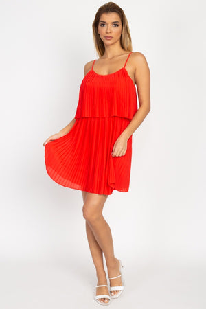 Accordion Pleated Mini Dress