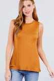 Sleeveless Round Neck Rayon Spandex Knit Top