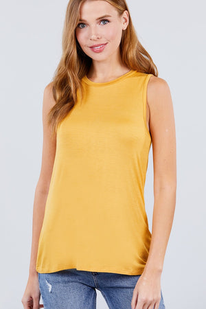 Sleeveless Round Neck Rayon Spandex Knit Top