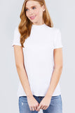 Short Sleeve Mock Neck Rayon Spandex Rib Top