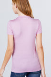 Short Sleeve Mock Neck Rayon Spandex Rib Top